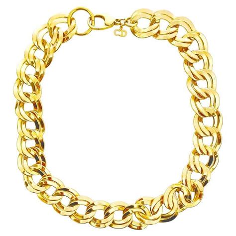 christian dior cuban link choker|1980s Christian Dior Yellow Gold Tone Chunky .